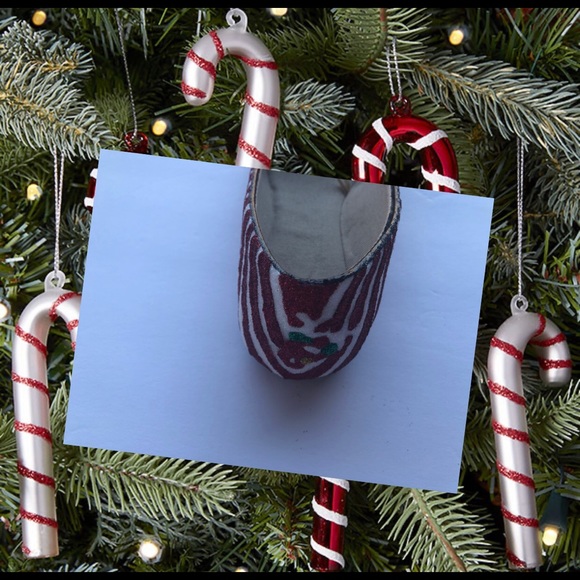 Women’s Christmas Candy Cane Custom Glitter Flats - Picture 5 of 10